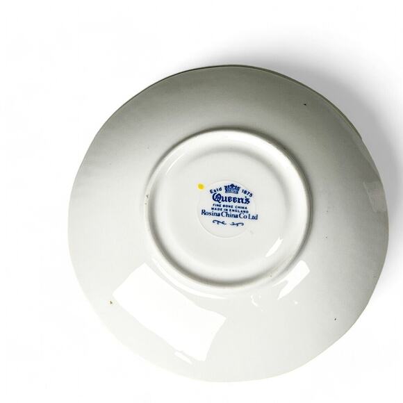 Vintage Teacup Saucer Queens Rosina Fine Bone China Ribbed Footed Yellow Flowers - Picture 7 of 11